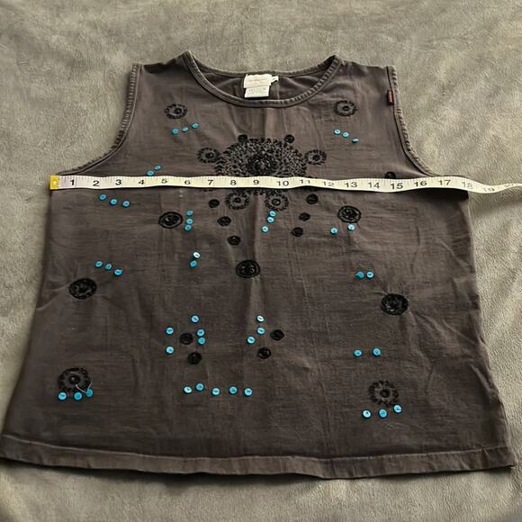 CK Calvin Klein Jeans Embroidered Knit Top Y2K Sleeveless Boho - Picture 5 of 6